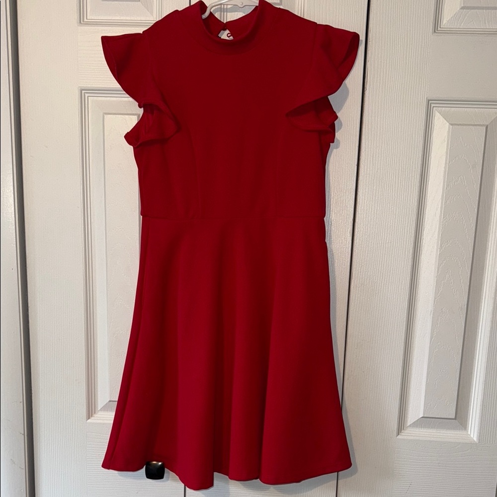 Charming Scarlet Kids Dress with Ruffle Sleeves